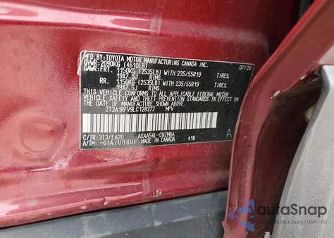 2020 Toyota Rav4 Xle Premium z USA, uszkodzony, nr VIN 2T3A1RFV9LC128277